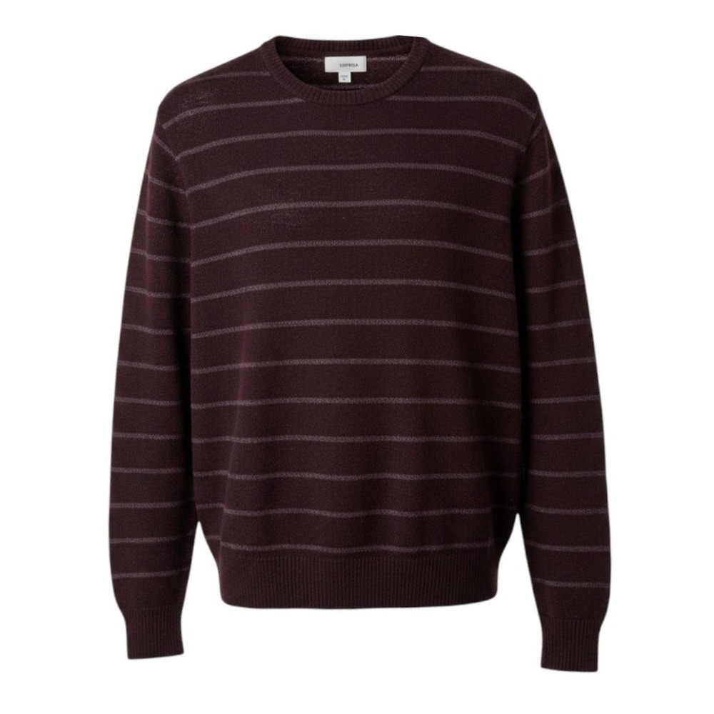 Sonoma Goods For Life Mens XL Burgundy Striped Crewneck Sweater Maroon Knit